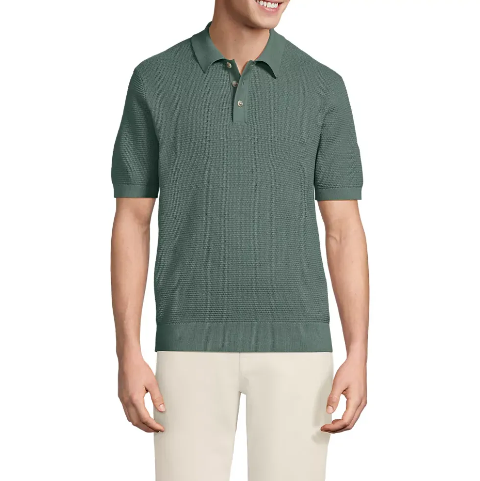 Men's Short Sleeve Fine Gauge Sweater Polo