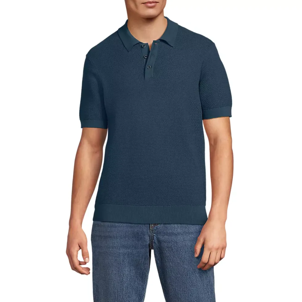 Men's Short Sleeve Fine Gauge Sweater Polo