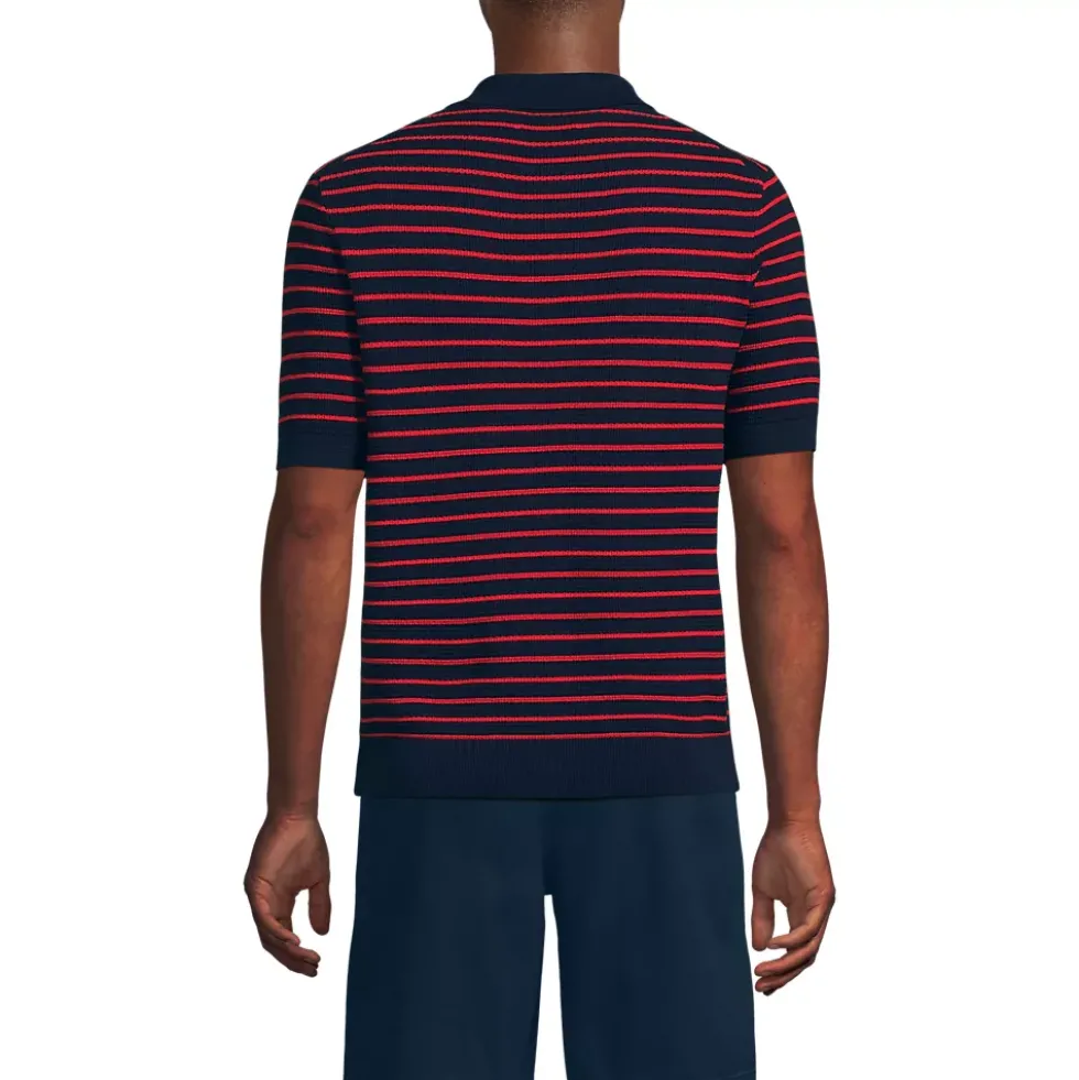 Men's Short Sleeve Fine Gauge Sweater Polo