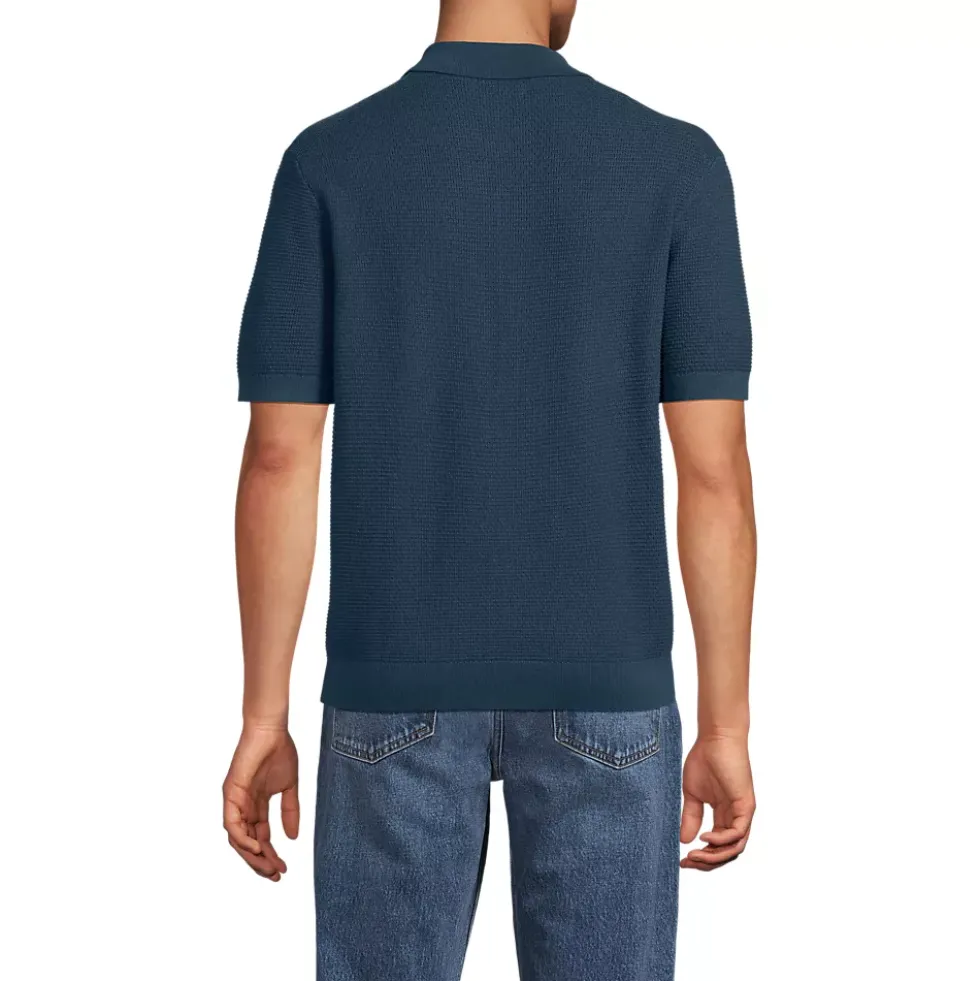 Men's Short Sleeve Fine Gauge Sweater Polo