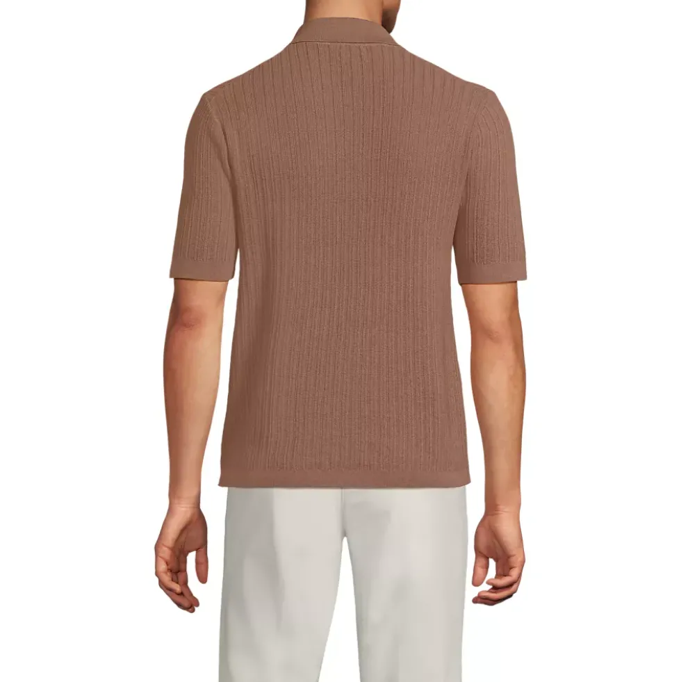 Men's Short Sleeve Lightweight Button Through Polo
