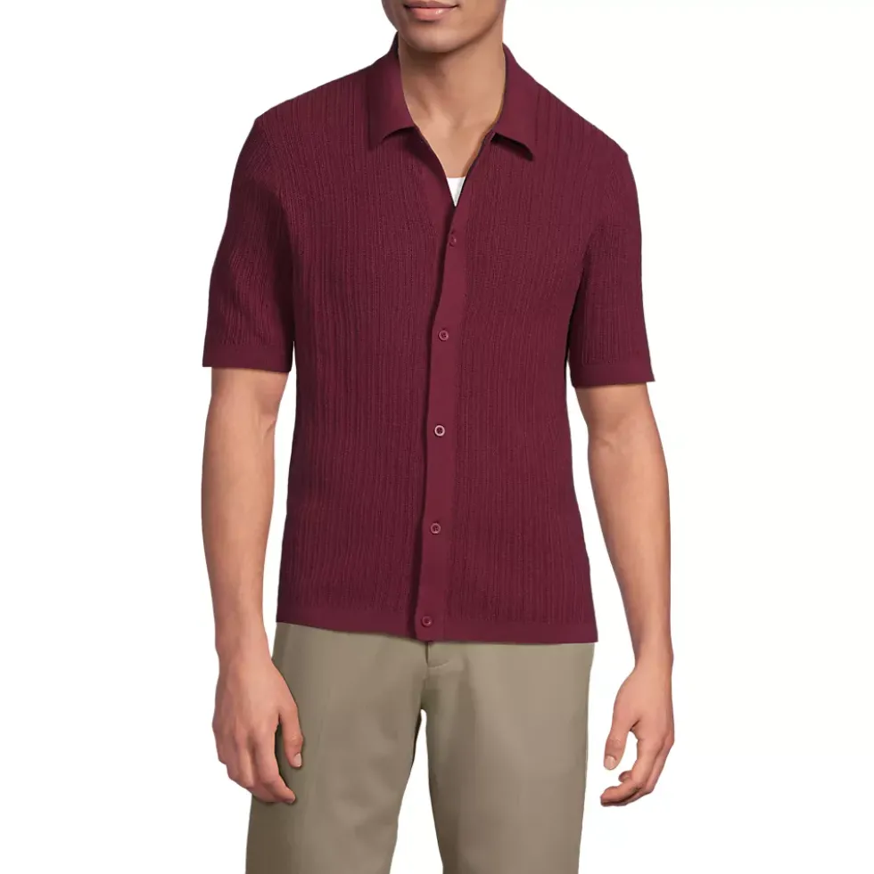 Men's Short Sleeve Lightweight Button Through Polo