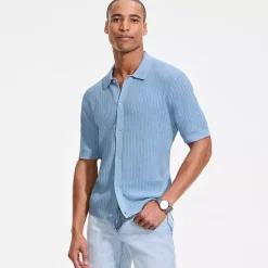 Men's Short Sleeve Lightweight Button Through Polo