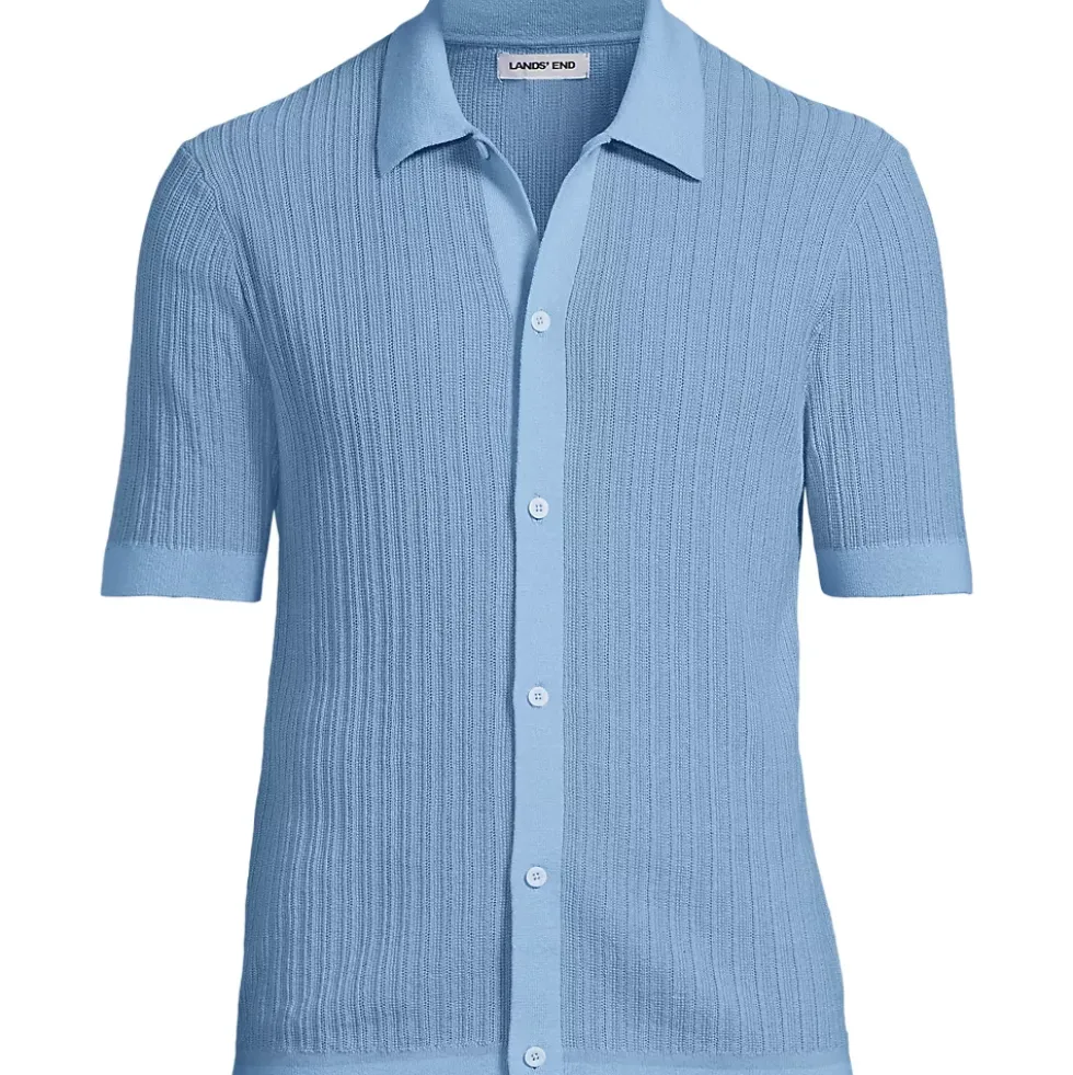 Men's Short Sleeve Lightweight Button Through Polo