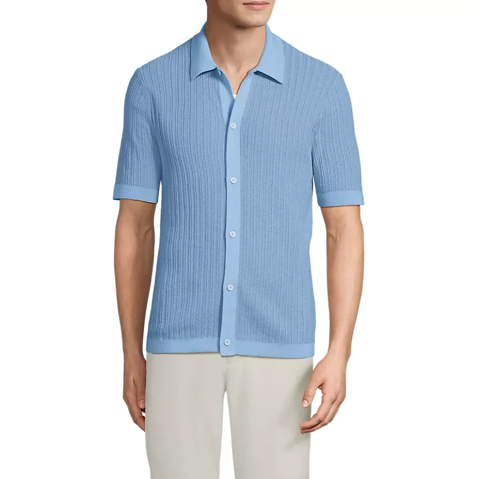 Men's Short Sleeve Lightweight Button Through Polo