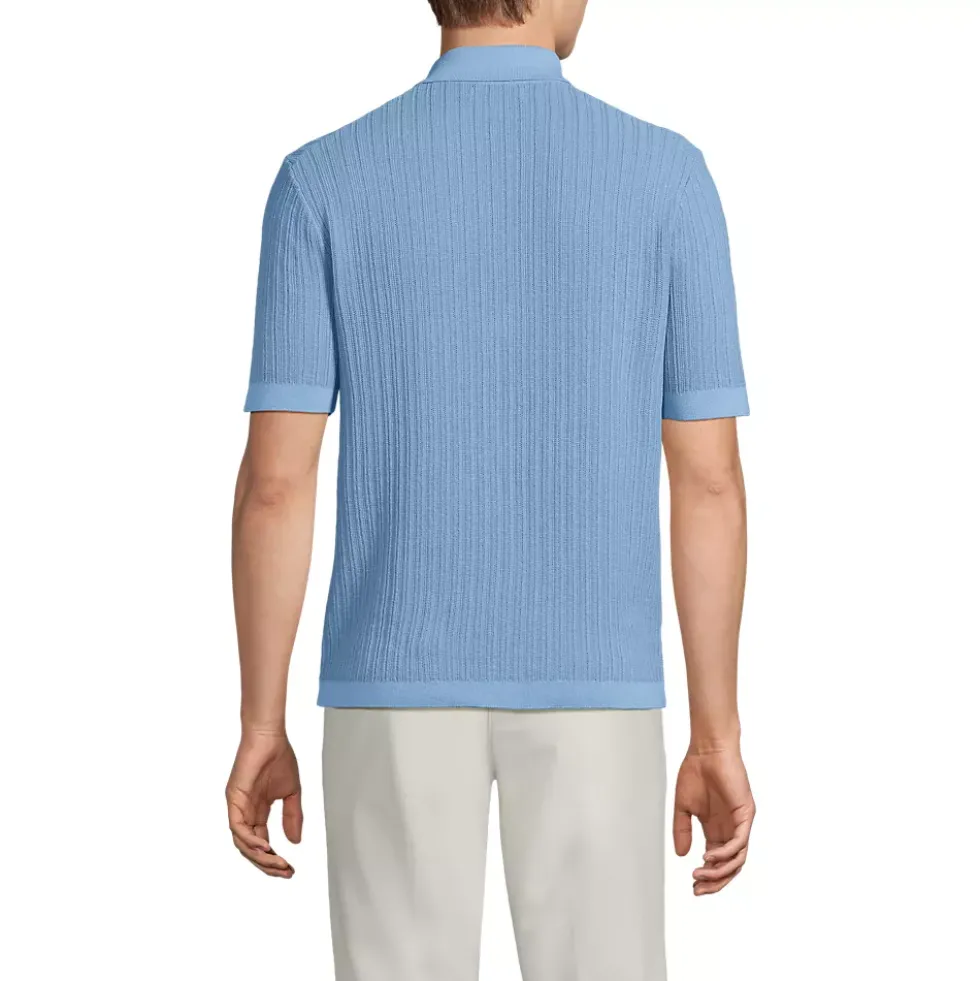 Men's Short Sleeve Lightweight Button Through Polo