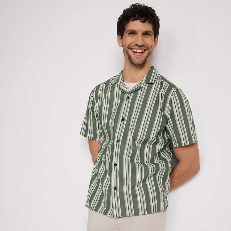 Men's Short Sleeve Linen Hawaiian Camp Collar Shirt