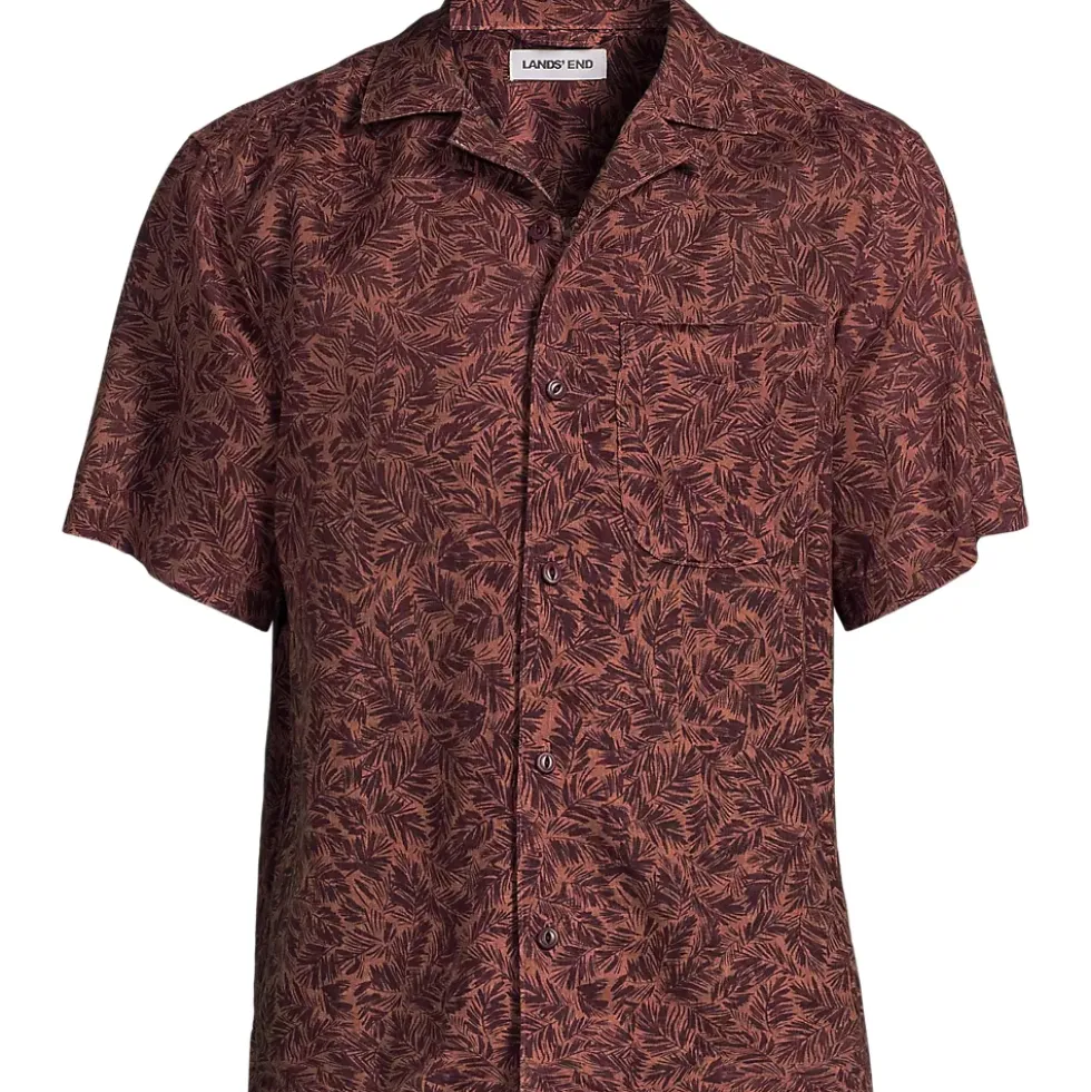 Men's Short Sleeve Linen Hawaiian Camp Collar Shirt