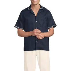Men's Short Sleeve Linen Hawaiian Camp Collar Shirt