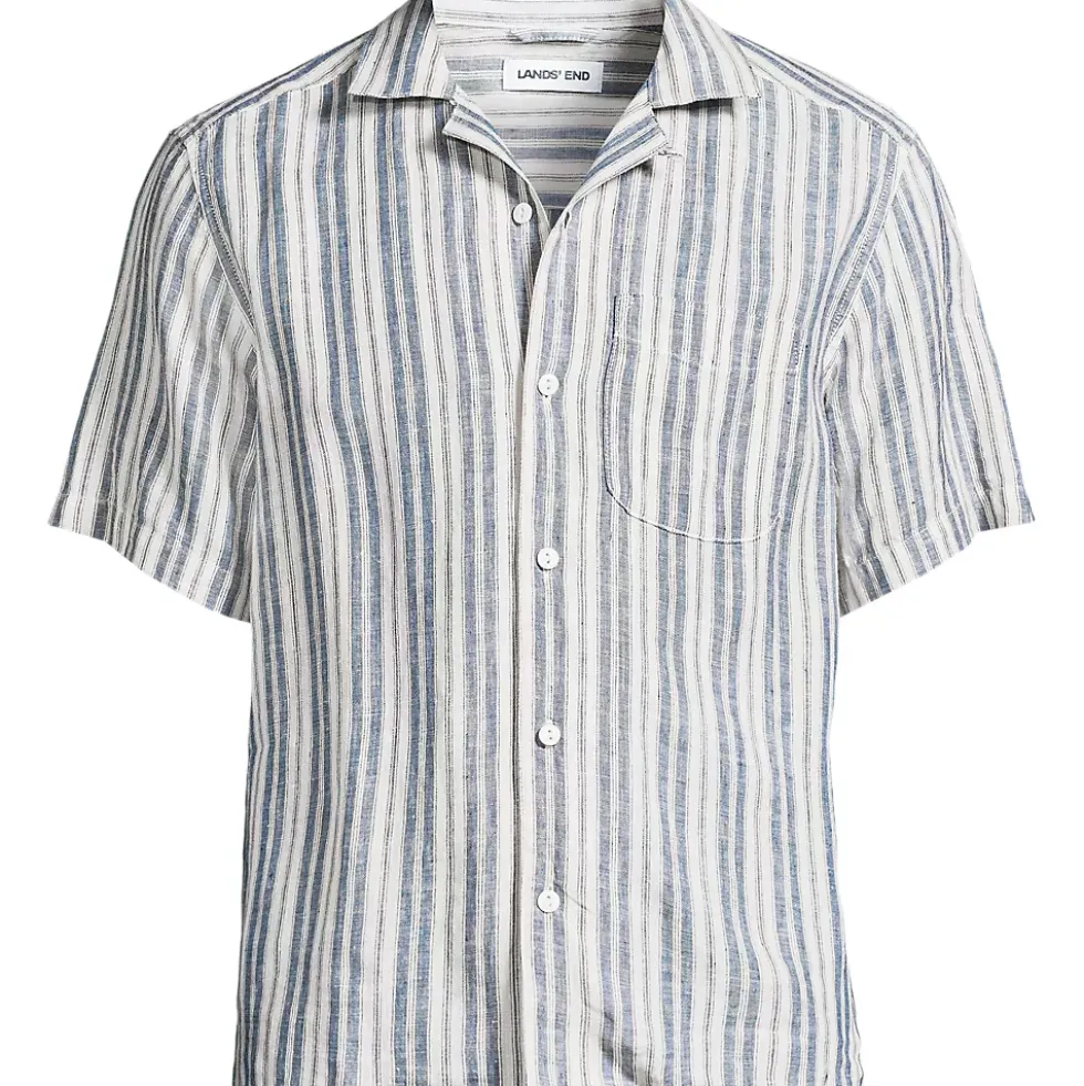 Men's Short Sleeve Linen Hawaiian Camp Collar Shirt