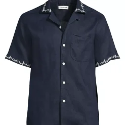 Men's Short Sleeve Linen Hawaiian Camp Collar Shirt