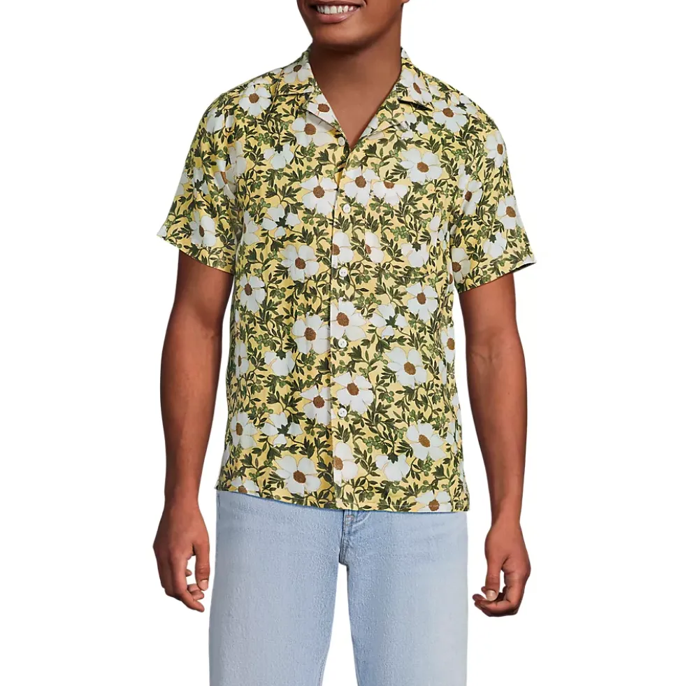 Men's Short Sleeve Linen Hawaiian Camp Collar Shirt