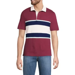 Men's Short Sleeve Slub Textured Rugby Polo