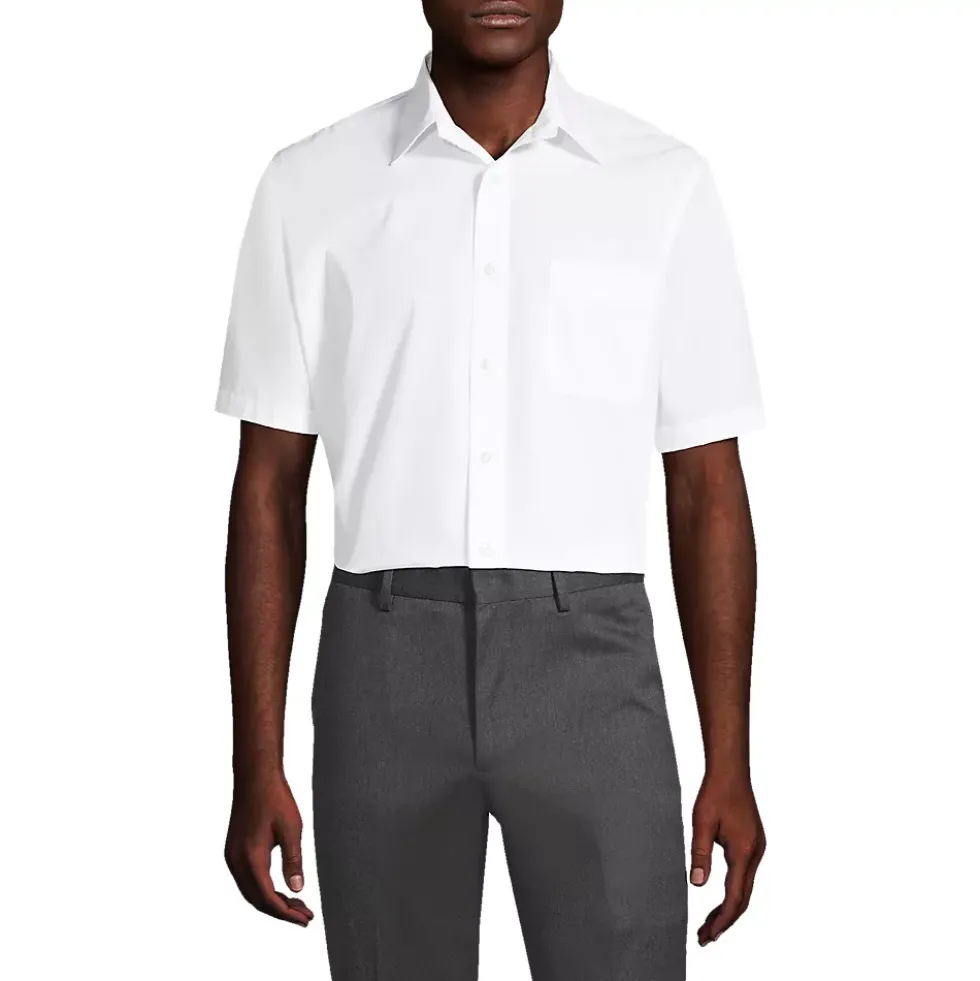 Men's Short Sleeve Straight Collar Broadcloth Shirt