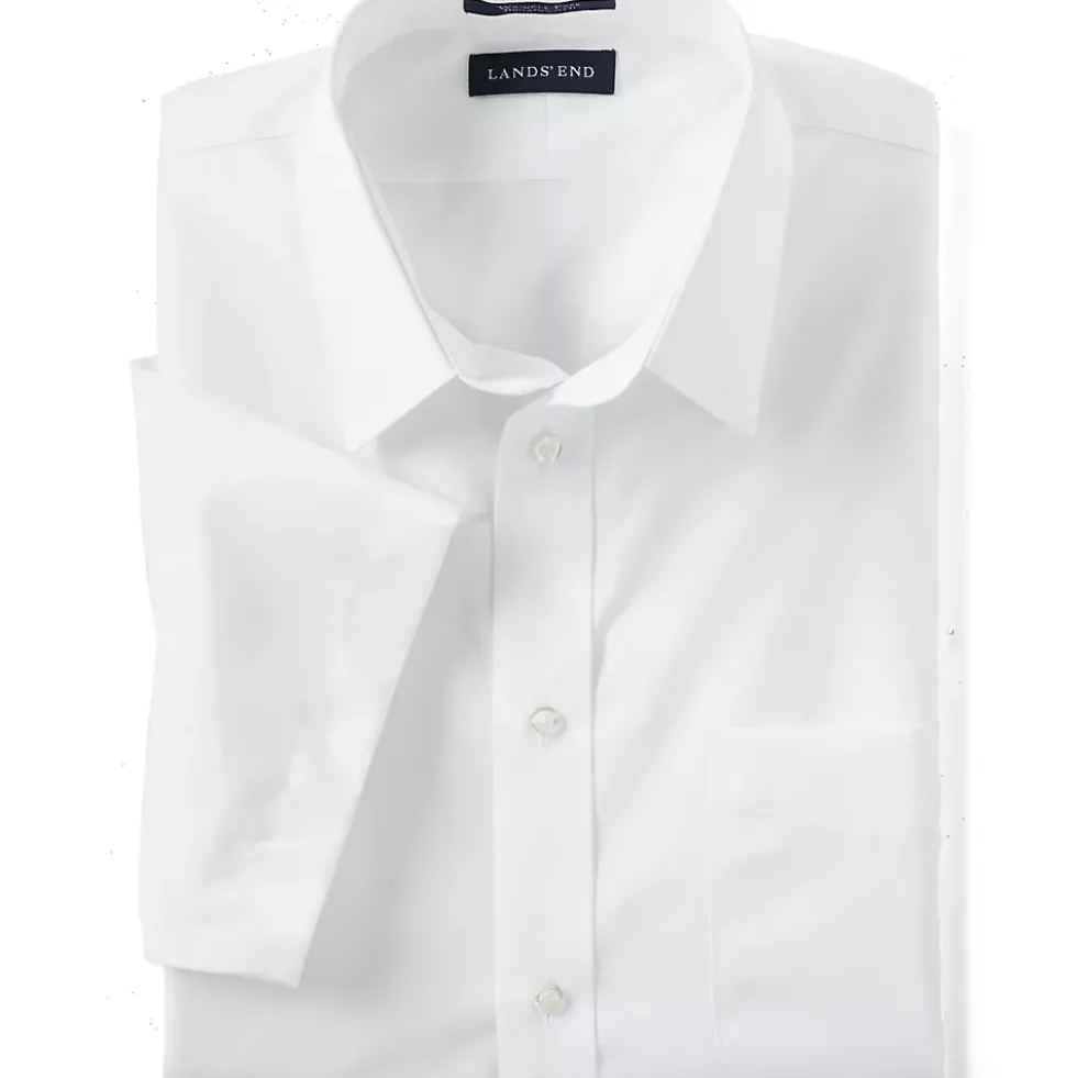 Men's Short Sleeve Straight Collar Broadcloth Shirt
