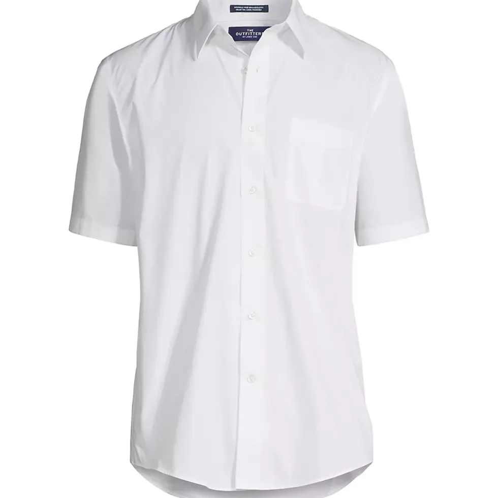Men's Short Sleeve Straight Collar Broadcloth Shirt