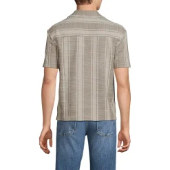 Men's Short Sleeve Textured Jacquard Camp Collar Shirt - Set Top