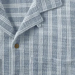 Men's Short Sleeve Textured Jacquard Camp Collar Shirt - Set Top