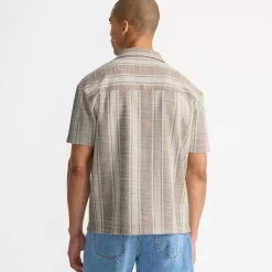 Men's Short Sleeve Textured Jacquard Camp Collar Shirt - Set Top