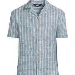 Men's Short Sleeve Textured Jacquard Camp Collar Shirt - Set Top
