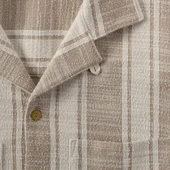 Men's Short Sleeve Textured Jacquard Camp Collar Shirt - Set Top