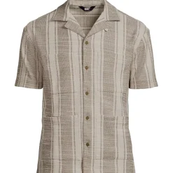 Men's Short Sleeve Textured Jacquard Camp Collar Shirt - Set Top