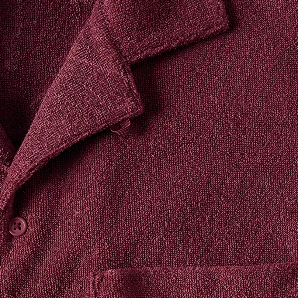 Men's Short Sleeve Textured Terry Camp Collar
