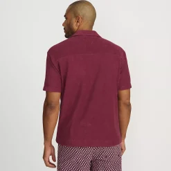 Men's Short Sleeve Textured Terry Camp Collar