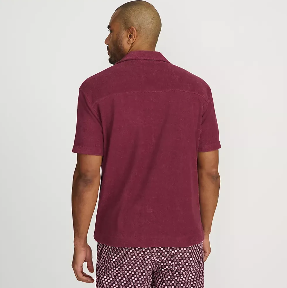 Men's Short Sleeve Textured Terry Camp Collar