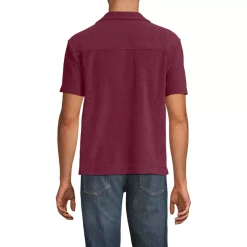 Men's Short Sleeve Textured Terry Camp Collar