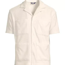 Men's Short Sleeve Textured Terry Camp Collar