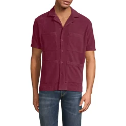 Men's Short Sleeve Textured Terry Camp Collar