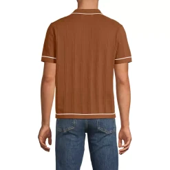 Men's Short Sleeve Textured Tipped Sweater Polo