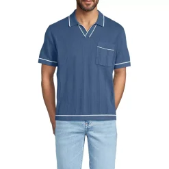 Men's Short Sleeve Textured Tipped Sweater Polo