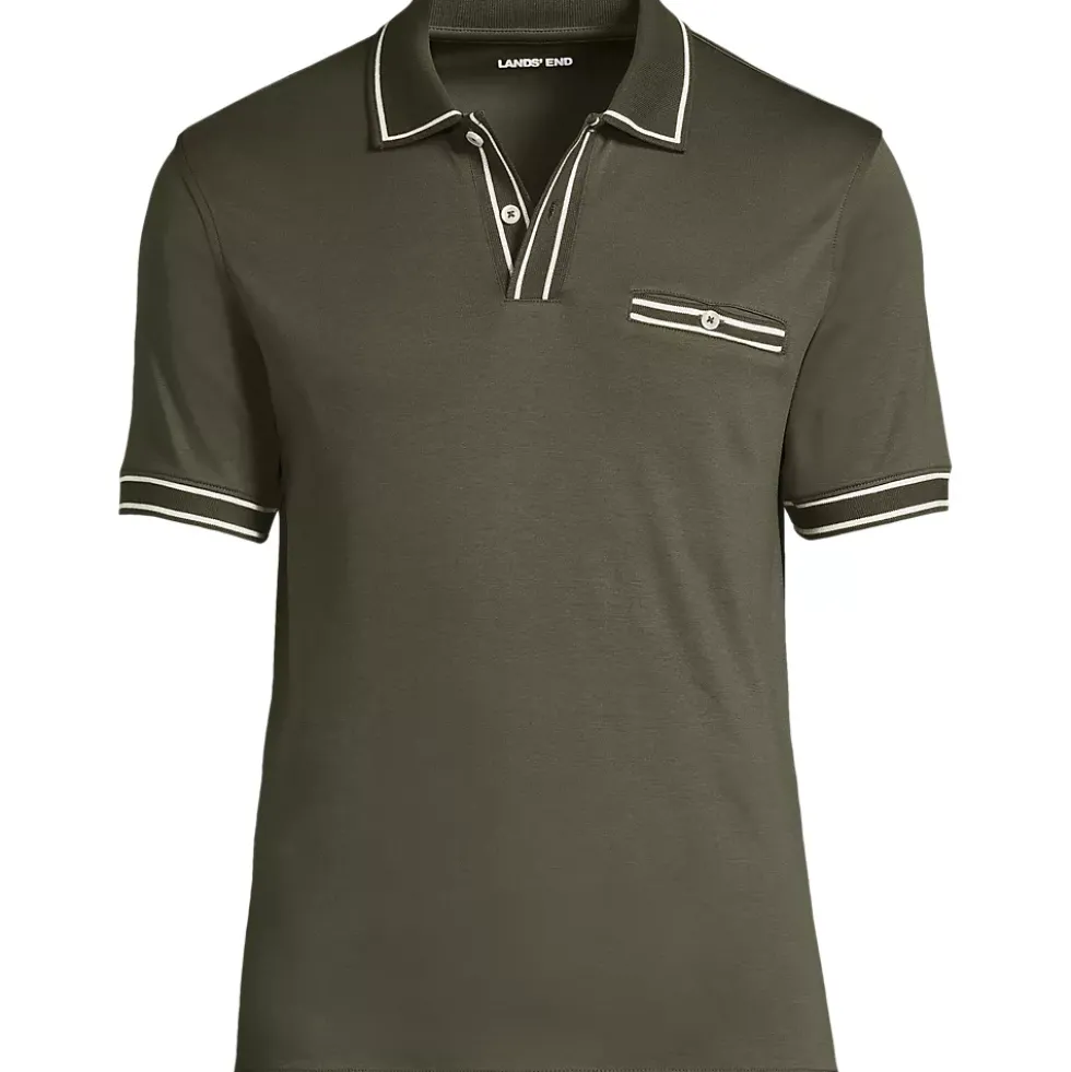 Men's Short Sleeve Tipped Welt Pocket Performance Supima Polo