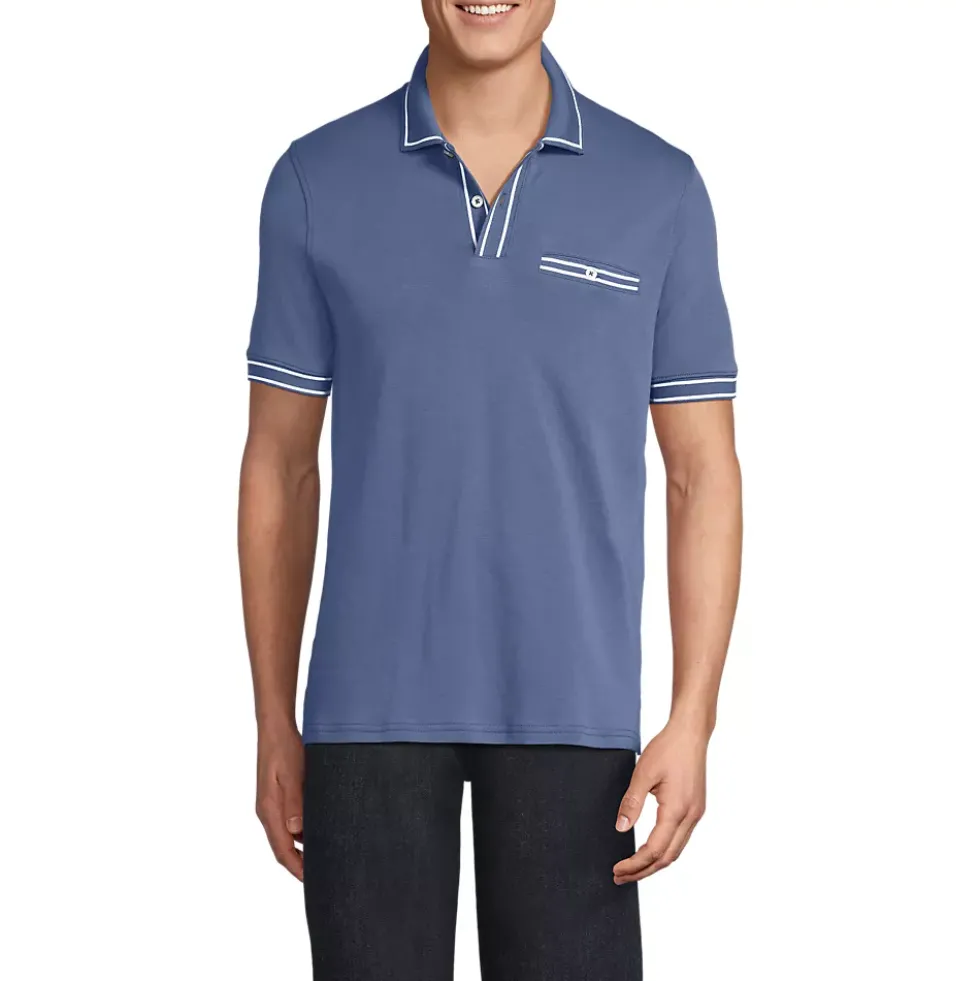 Men's Short Sleeve Tipped Welt Pocket Performance Supima Polo