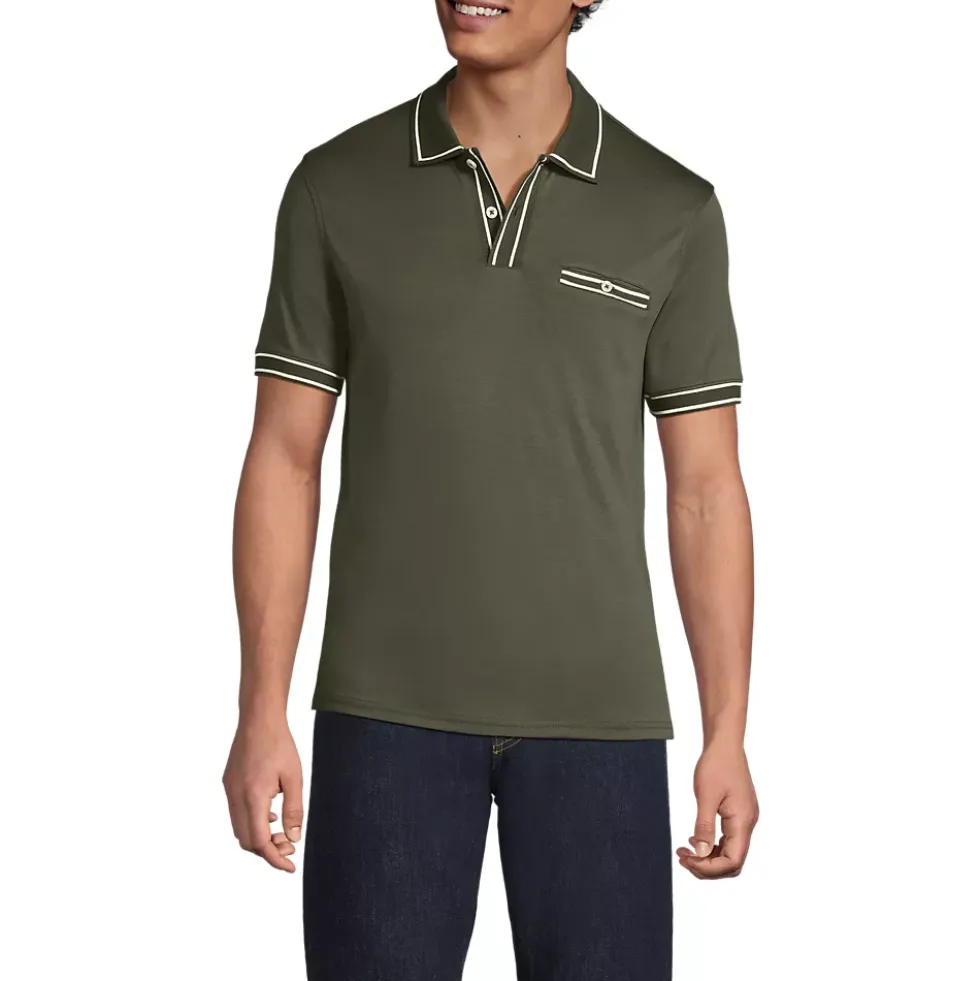 Men's Short Sleeve Tipped Welt Pocket Performance Supima Polo
