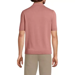 Men's Short Sleeve Vertical Rib Button Down Sweater Polo