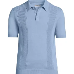 Men's Short Sleeve Vertical Rib Button Down Sweater Polo