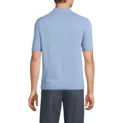 Men's Short Sleeve Vertical Rib Button Down Sweater Polo