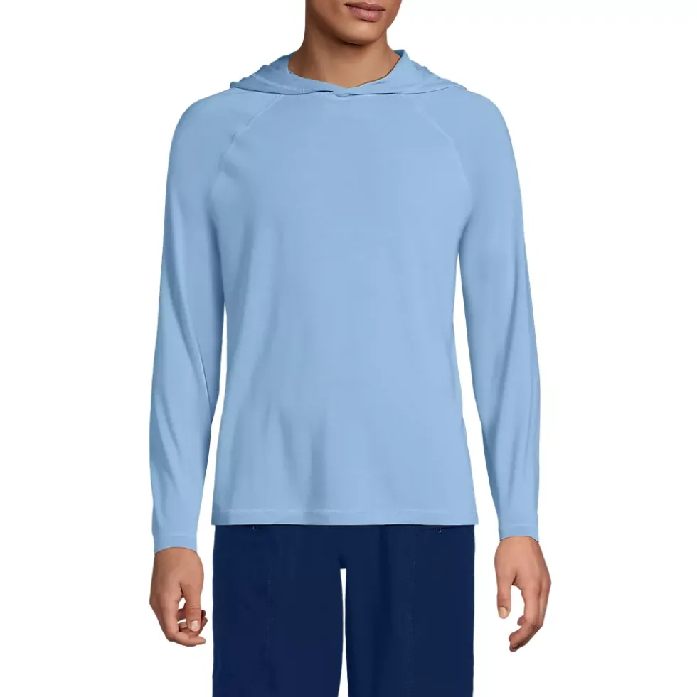 Men's SunShade UPF 50 Cooling Long Sleeve Hooded Swim Tee Rash Guard