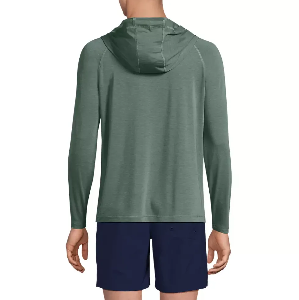 Men's SunShade UPF 50 Cooling Long Sleeve Hooded Swim Tee Rash Guard