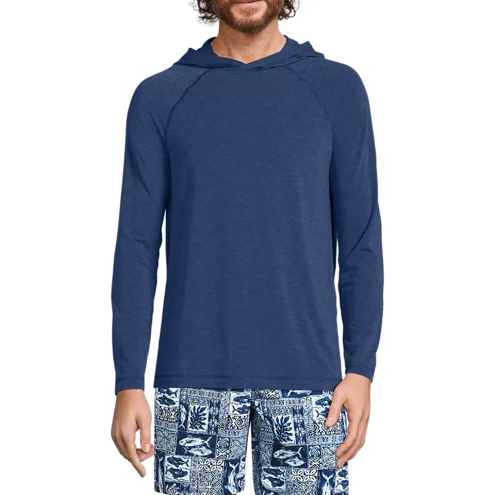 Men's SunShade UPF 50 Cooling Long Sleeve Hooded Swim Tee Rash Guard