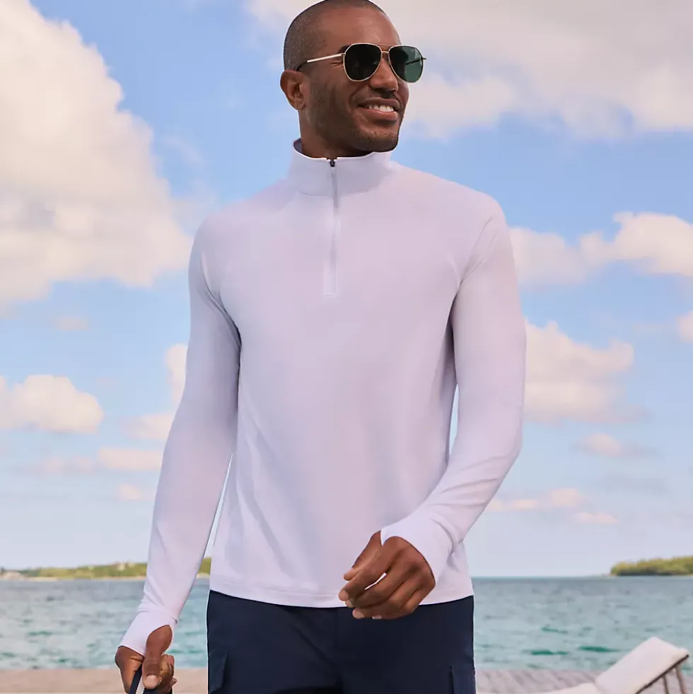 Men's SunShade UPF 50 Cooling Quarter Zip Mock Neck Rash Guard Shirt
