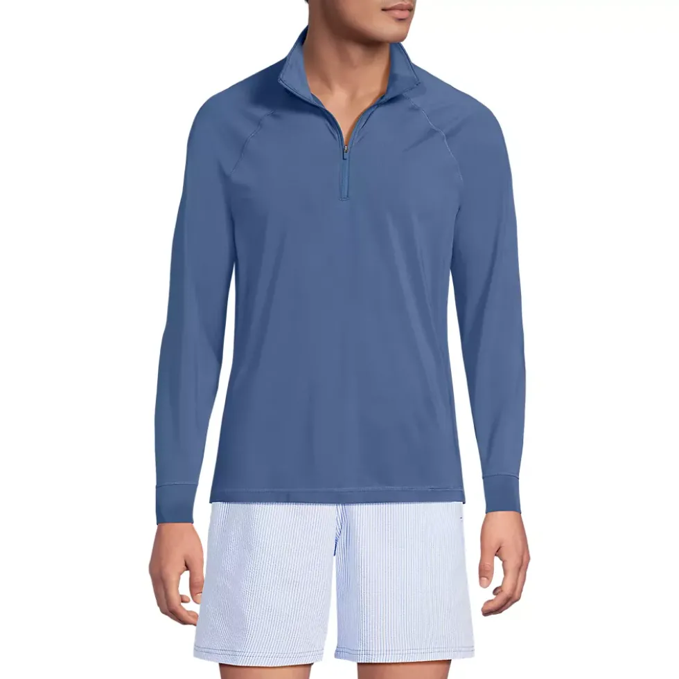 Men's SunShade UPF 50 Cooling Quarter Zip Mock Neck Rash Guard Shirt