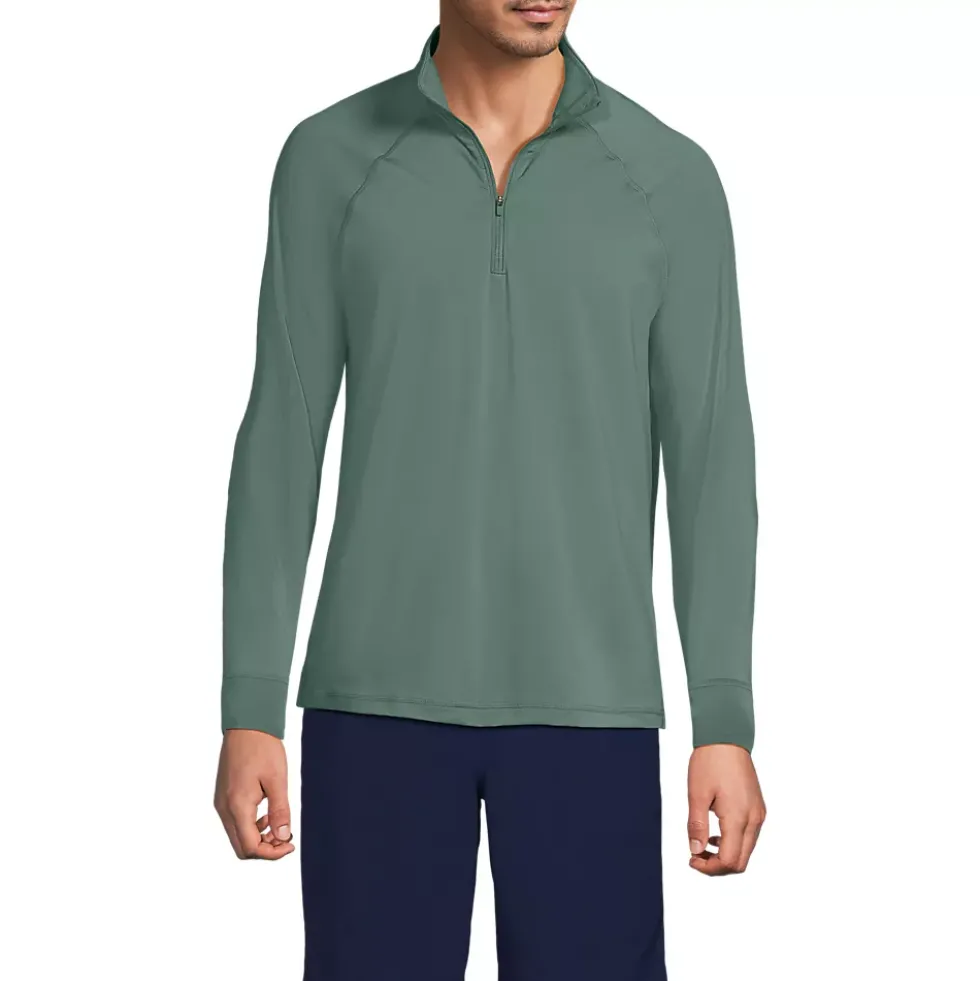 Men's SunShade UPF 50 Cooling Quarter Zip Mock Neck Rash Guard Shirt