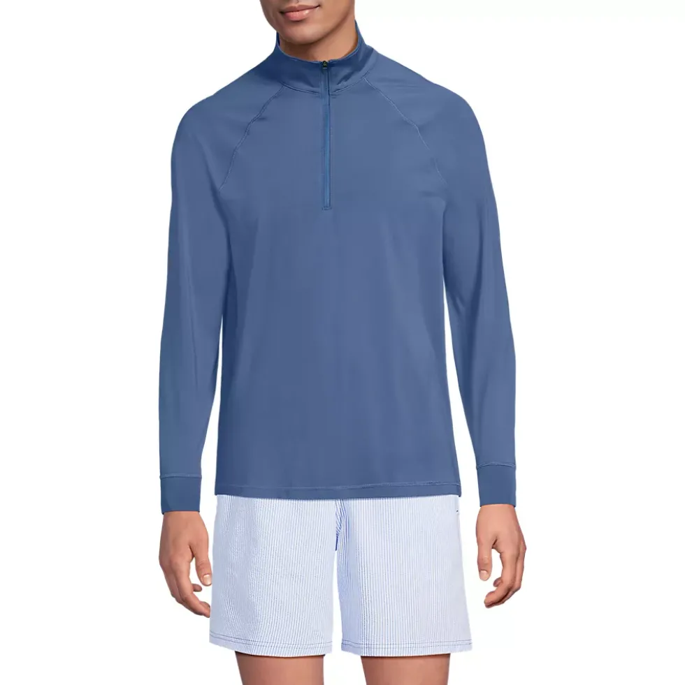 Men's SunShade UPF 50 Cooling Quarter Zip Mock Neck Rash Guard Shirt