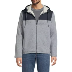 Men's Sweater Fleece Mixed Media Full Zip Jacket