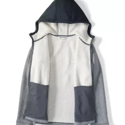Men's Sweater Fleece Mixed Media Full Zip Jacket