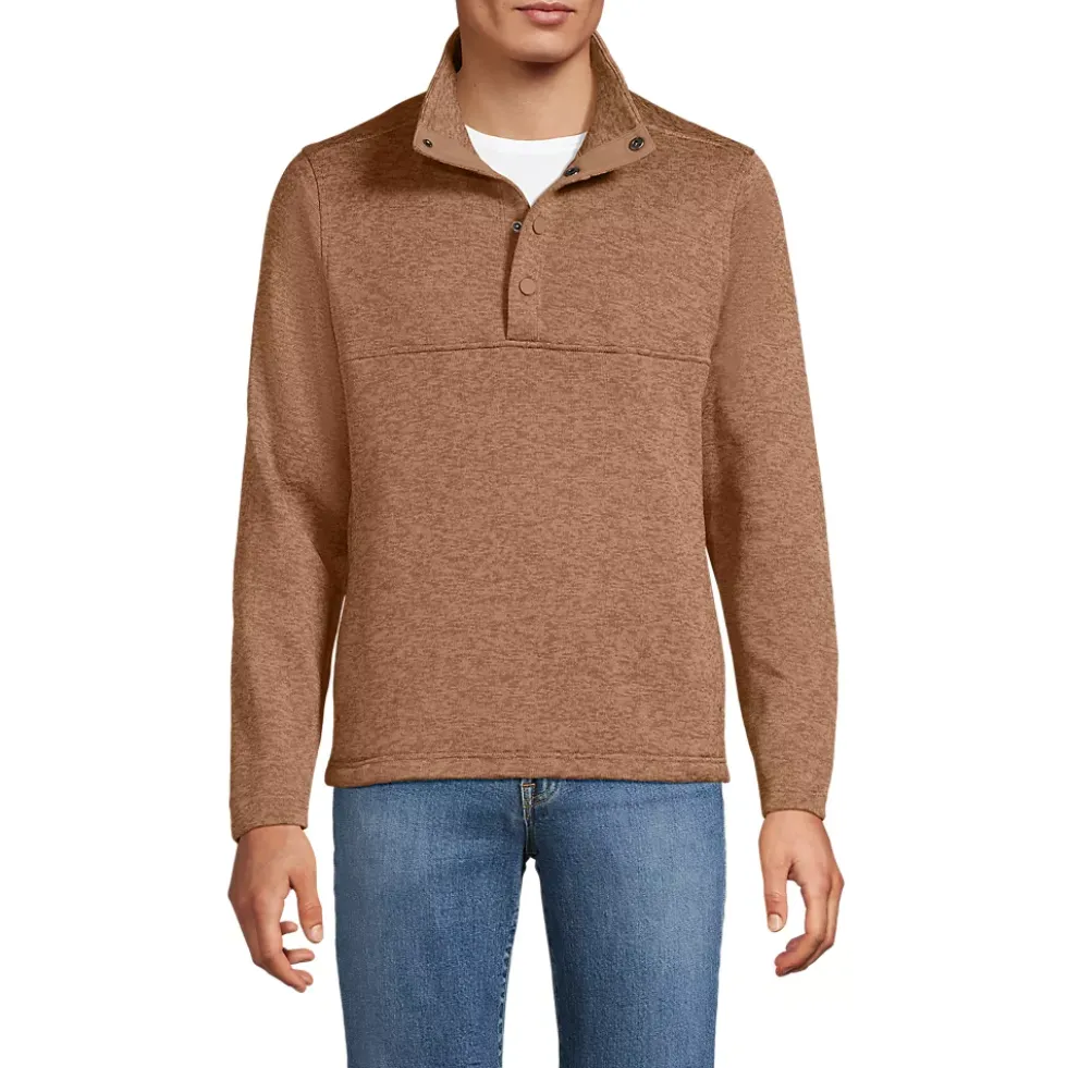 Men's Sweater Fleece Snap Neck Pullover Jacket